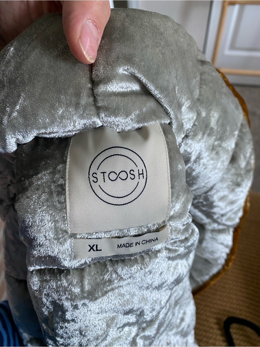 Stoosh Shiny Silver Velvet Puffer Jacket
